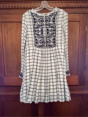 Plaid Embroidered Mini Dress